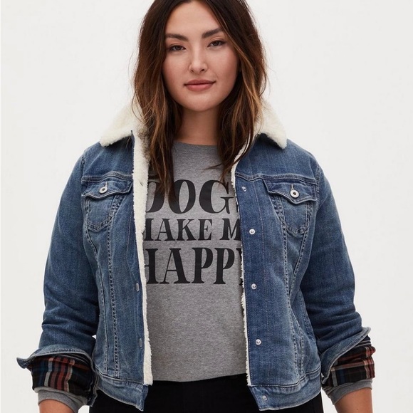 torrid Jackets & Blazers - WORN ONCE Torrid Denim Faux Fur Trim Trucker Jacket - Medium Wash